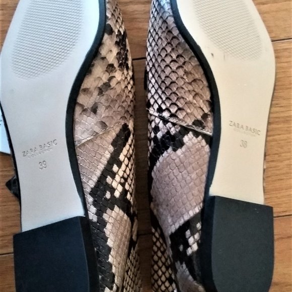 Zara Collection Leather Snakeskin Pattern Loafers - Picture 4 of 5